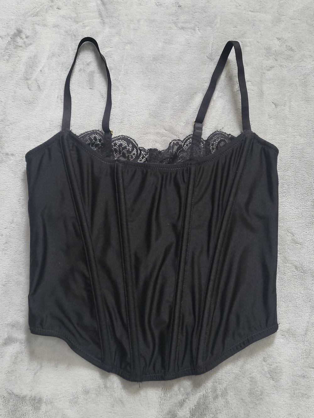 Black Lace Trim Corset Top